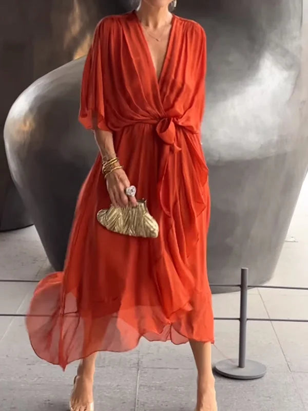 Stilla | Elegant Chiffon Midi Kjole