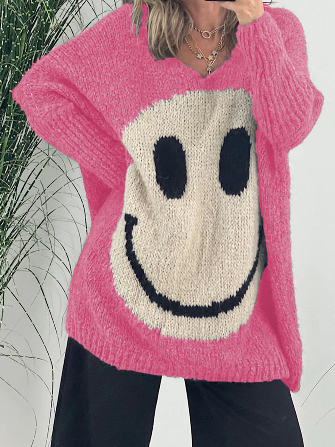 Stilla | Face V-Hals Lange Ærmer Sweater