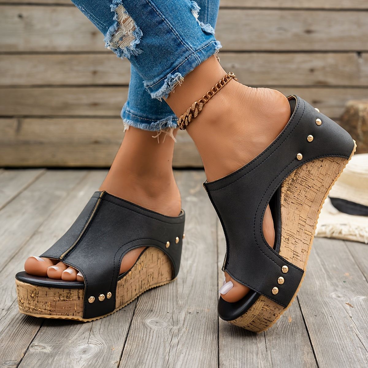 Stilla | Dam Sandal: Blå, Moderigtig, Behagelig, Kilehæle, Sommerstil