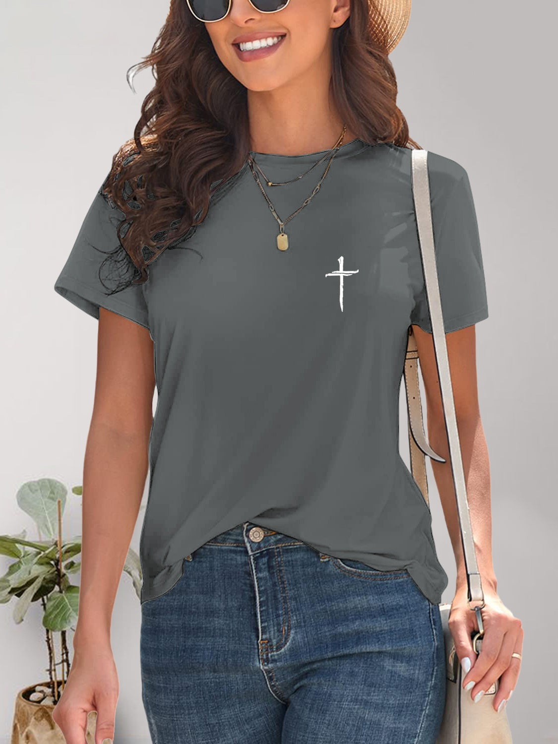 Stilla | Grafisk Rund Hals T-shirt