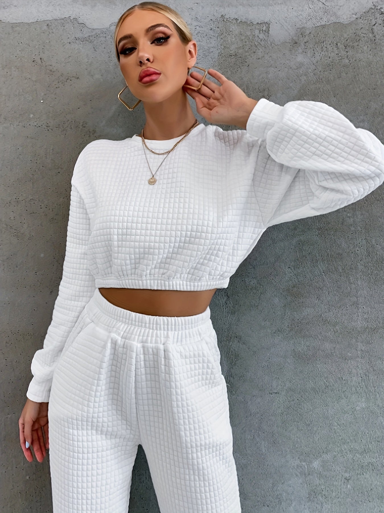 Stilla | Struktureret Cropped Sweatshirt Og Bukser Til Kvinder