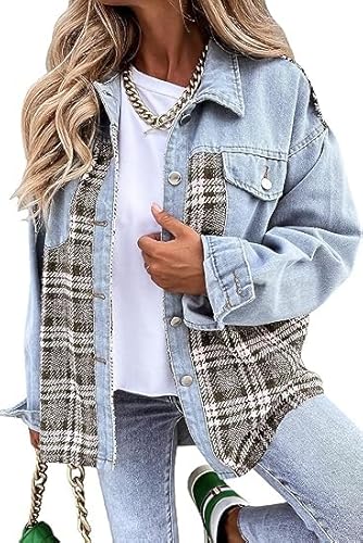 Stilla | Plaid Cotton Jacket Til Kvinder Boyfriend Overstørrelse Fit