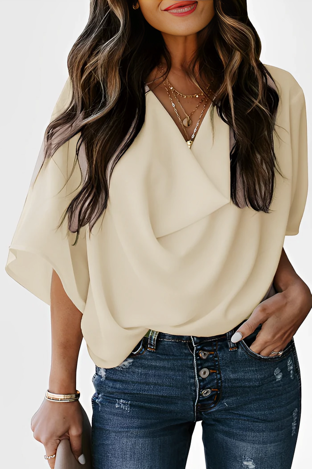 Stilla | Trendy Chiffonbluse med Flagermusærmer til Kvinder