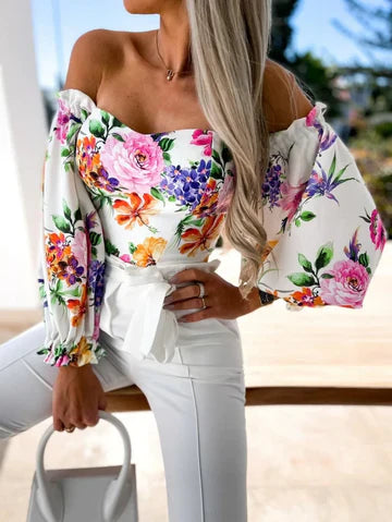 Stilla | Skulderfri Blomstrede Bluser