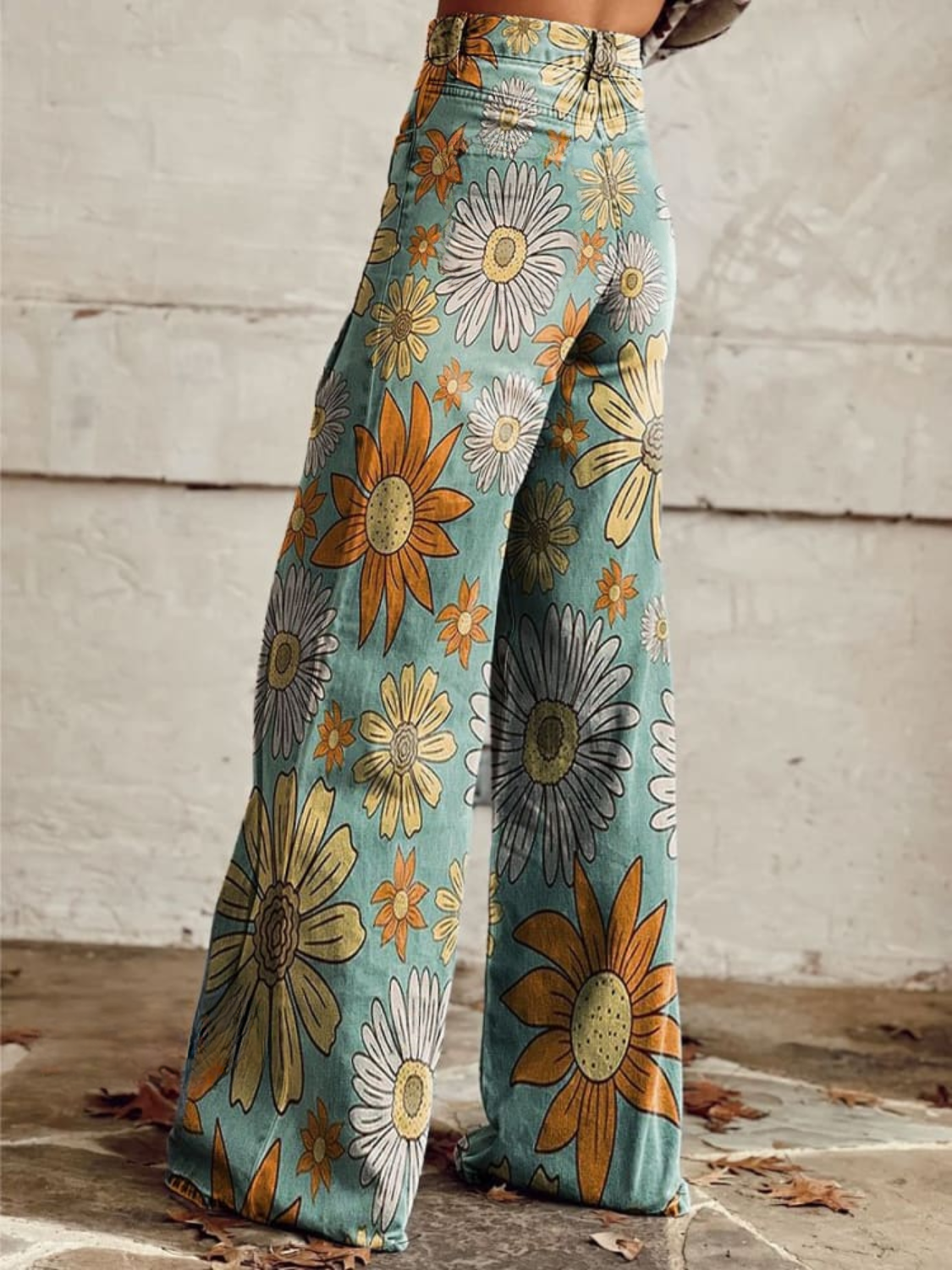 Stilla | Vintage Blomstrede Kvinders Wide Leg Bukser