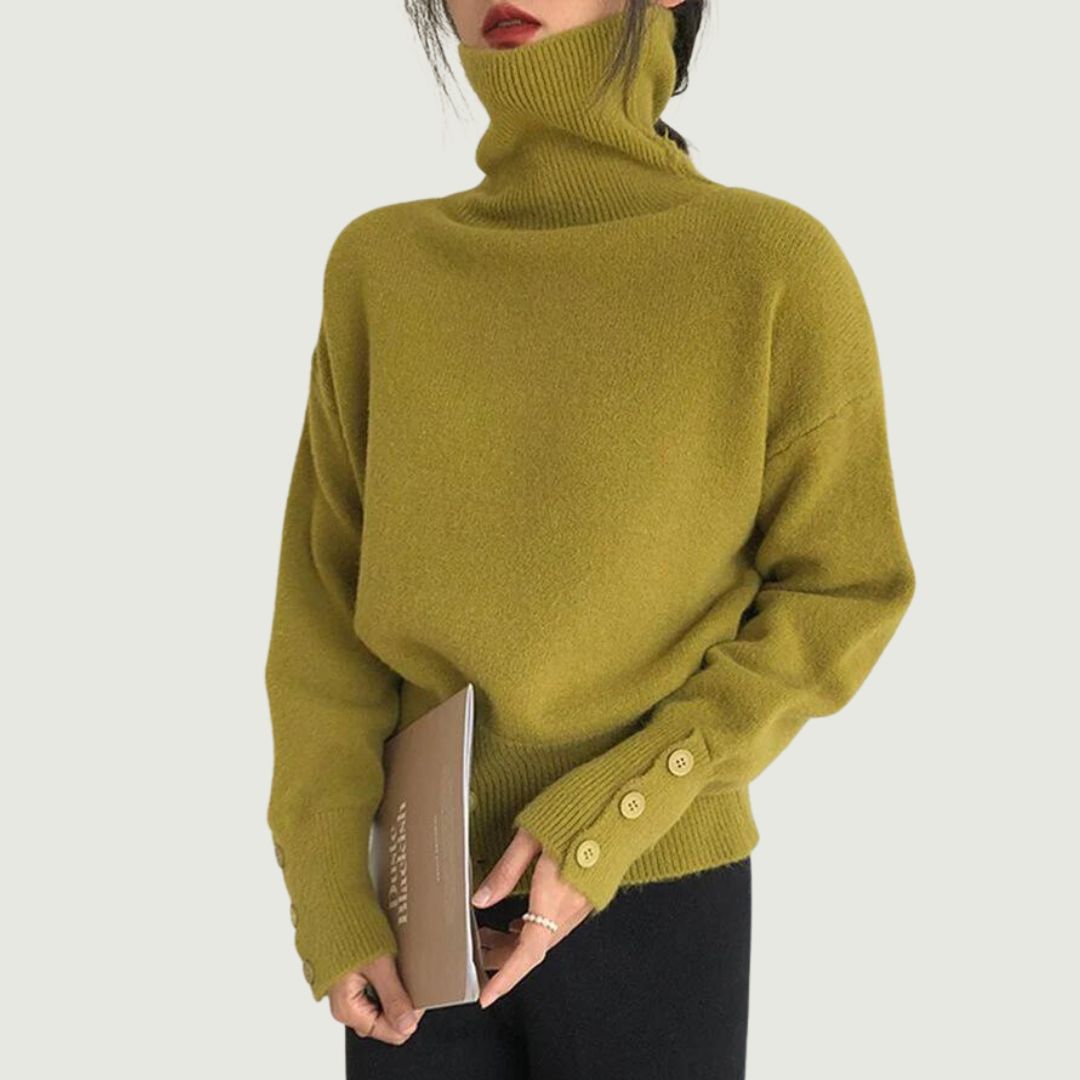 Stilla | Rullekrave Sweater med Knapper