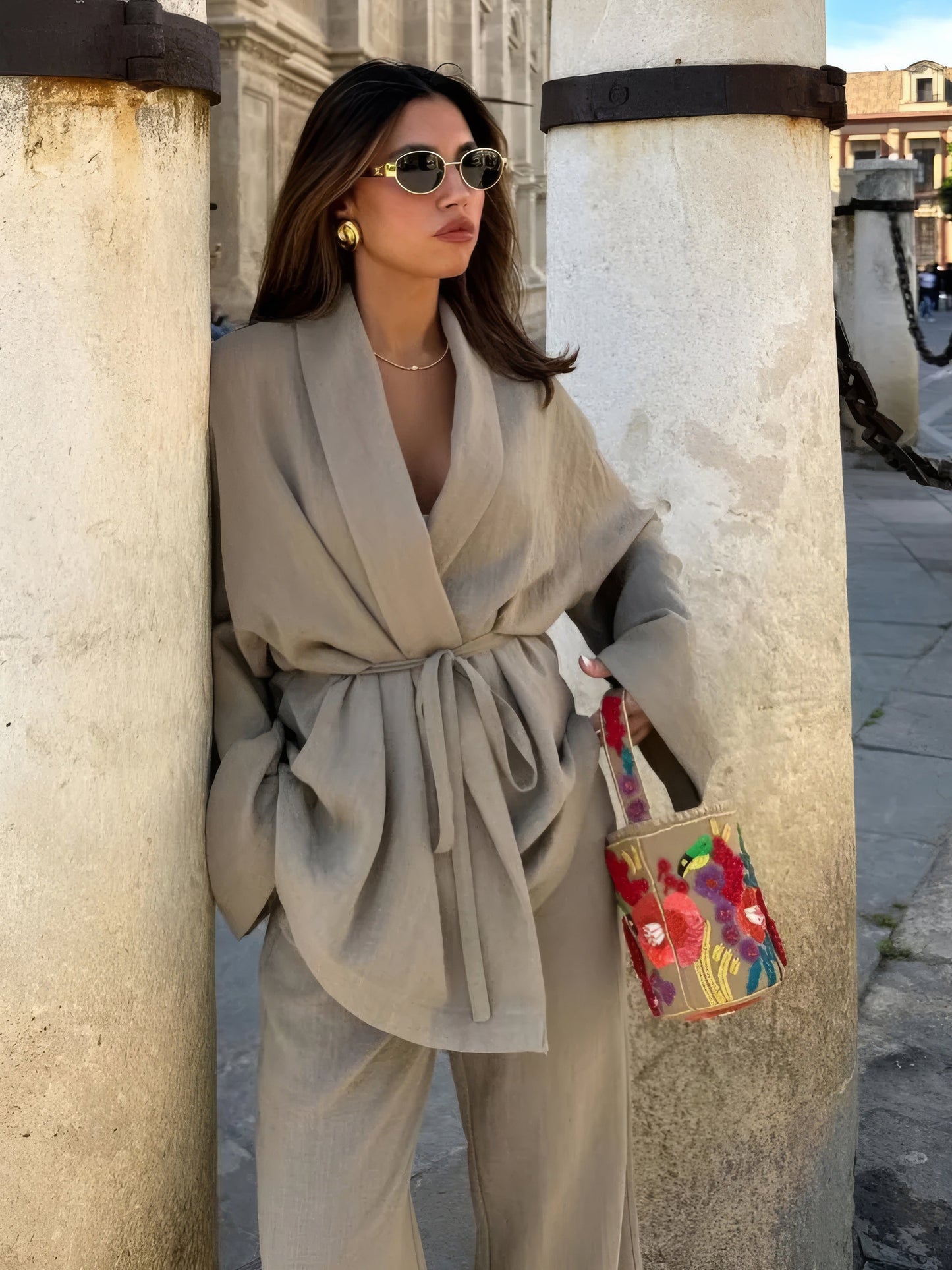 Stilla | Let Linned Kimono Sæt