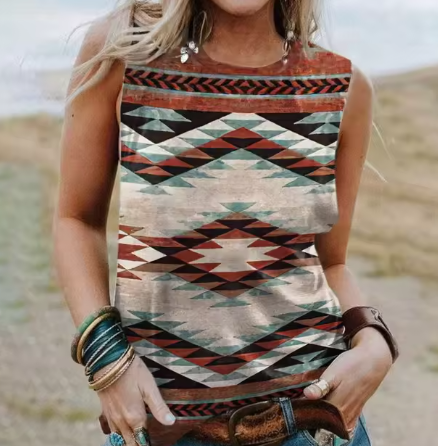 Stilla | Geometri 3d tryk Western etnisk stil tanktoppe
