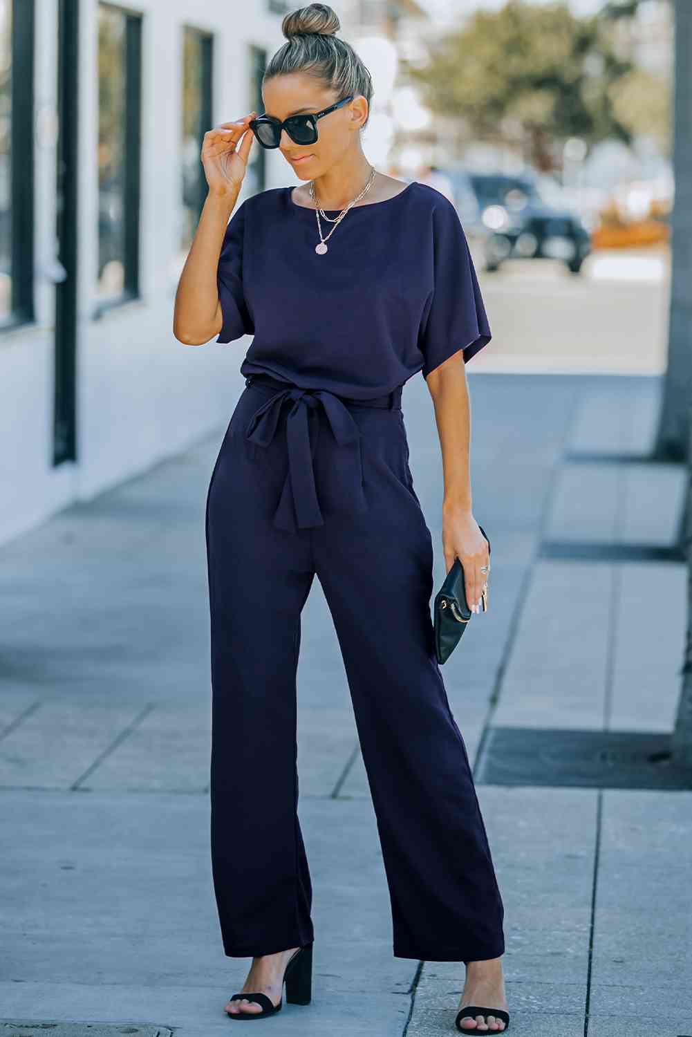 Stilla | Størrelse Knytte Talje Lige Ben Jumpsuit
