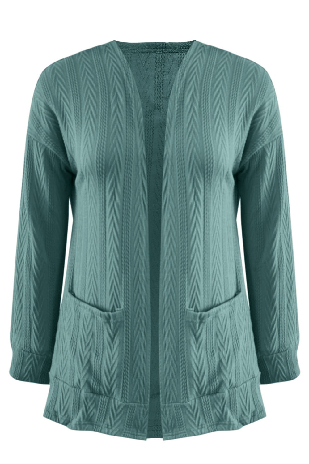 Stilla | Plus Size Tekstureret Åben Front Langærmet Cardigan
