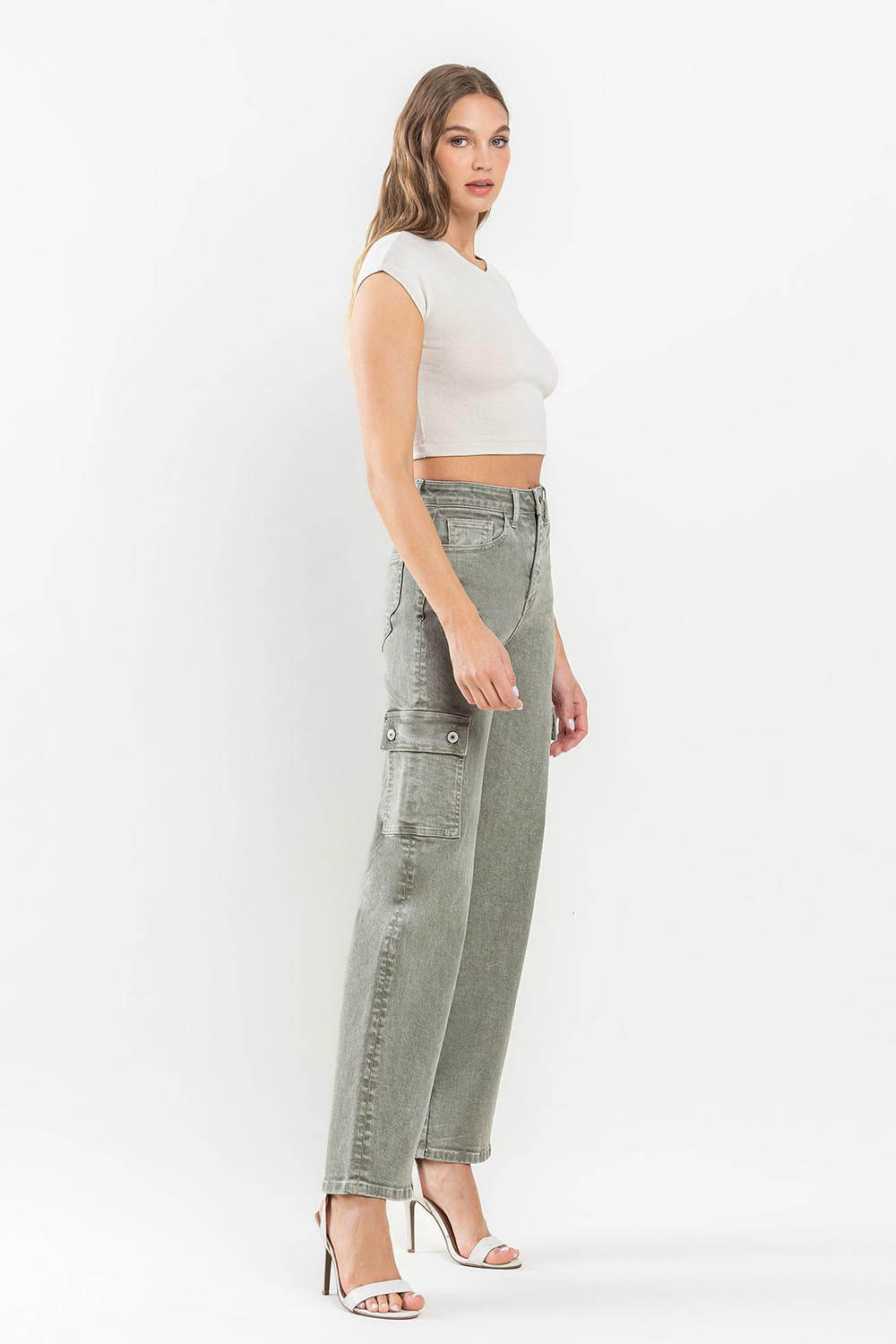 Stilla | by Flying Monkey 90'ernes Super High Rise Cargo Jeans