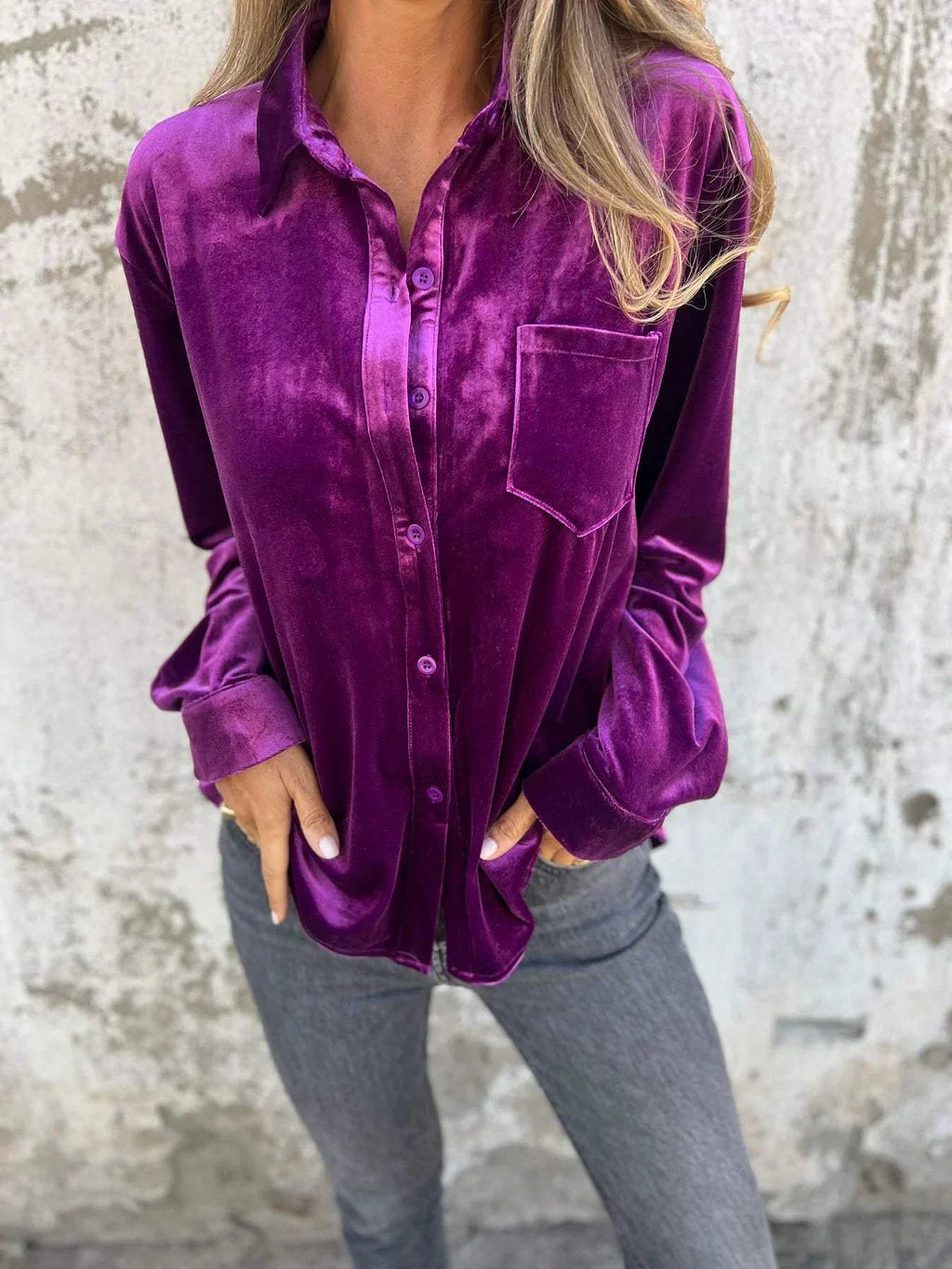 Stilla | Elegante Velour Skjorte