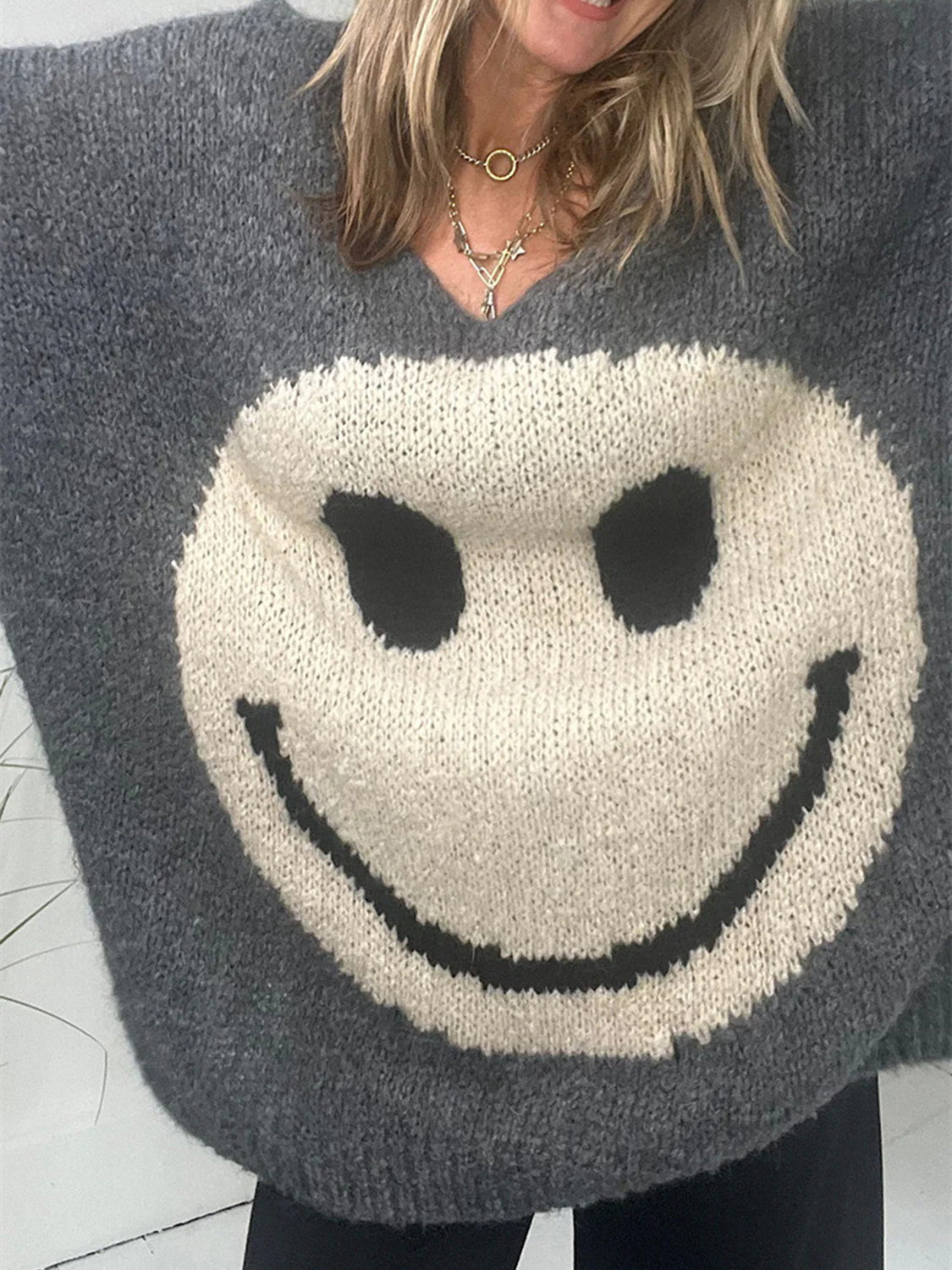 Stilla | Face V-Hals Lange Ærmer Sweater