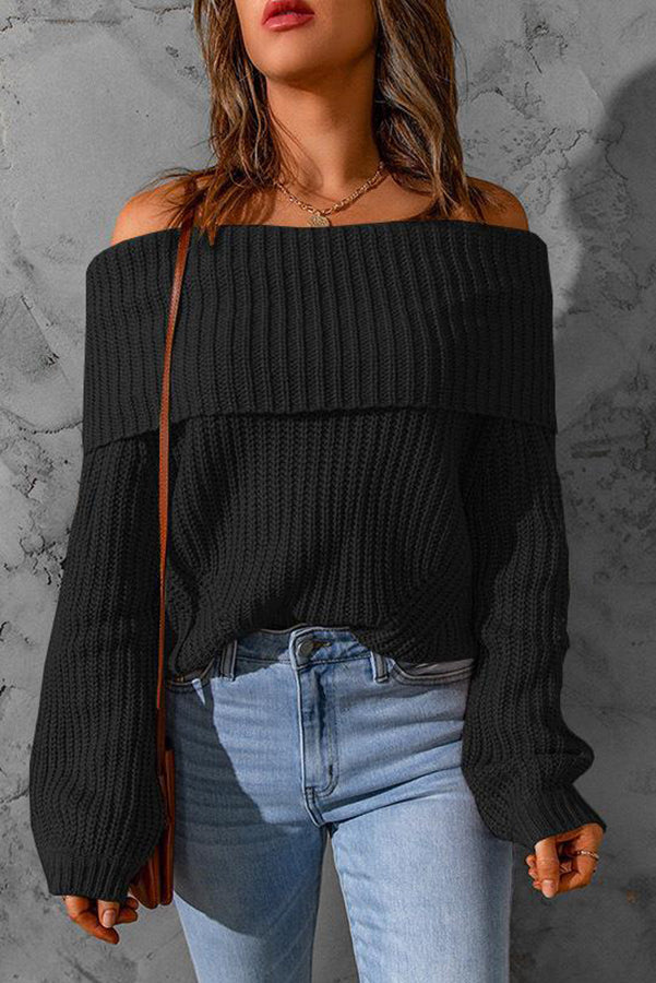 Stilla | Curl up and Get Cozy Off Shoulder Strik Trøje