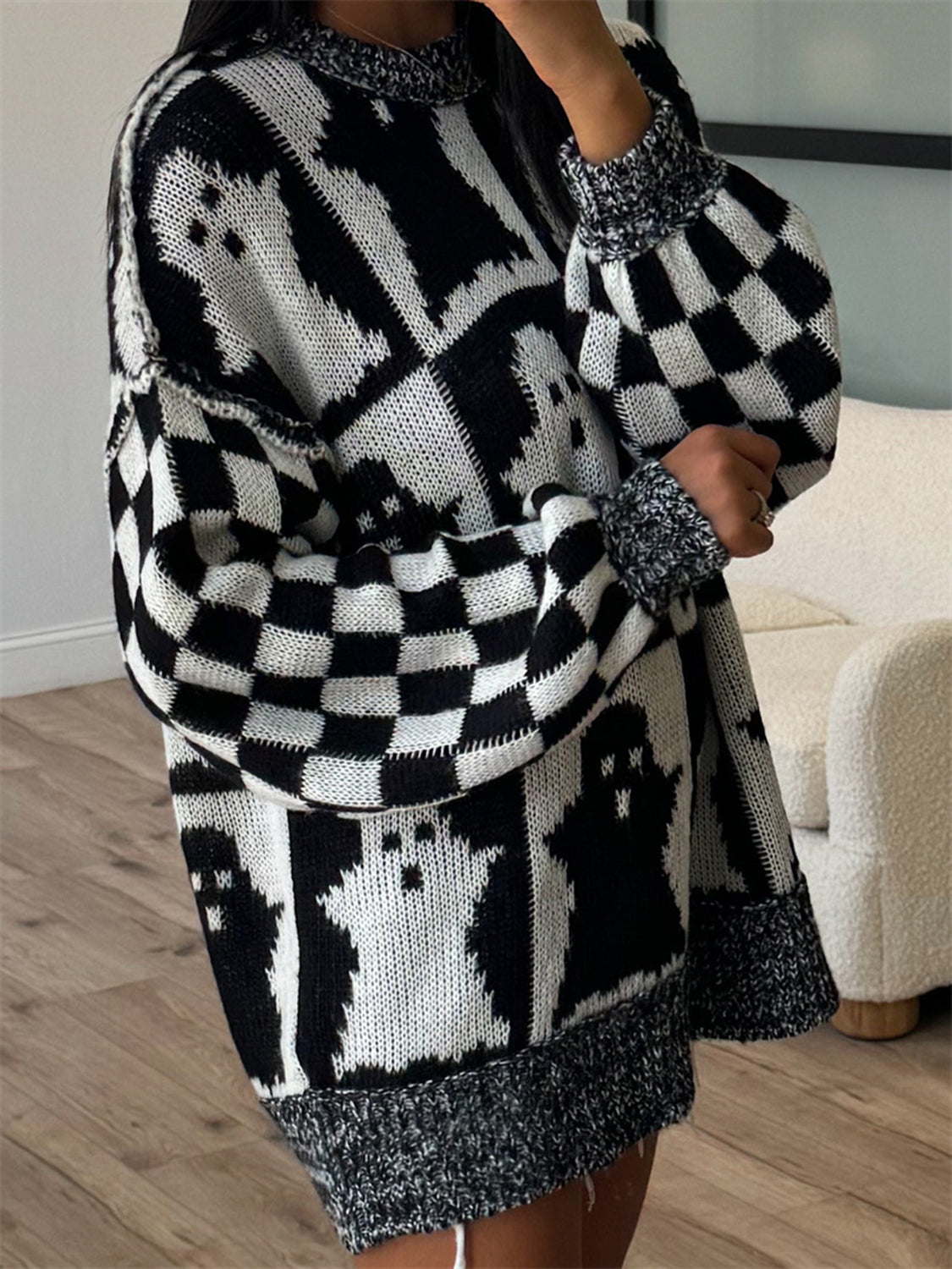 Stilla | Ghost Sweater Med Lange Ærmer og Dybe Skuldre