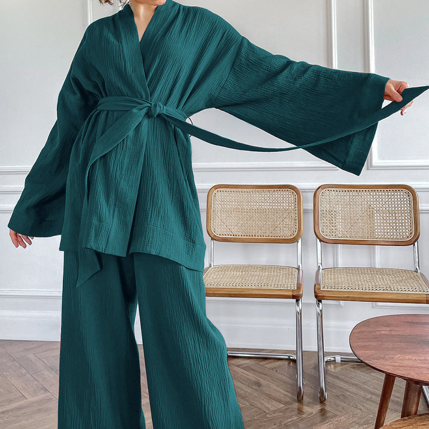 Stilla | Kimono Blazer Bundet Top Bred Ben Bukser Co Ord Sæt