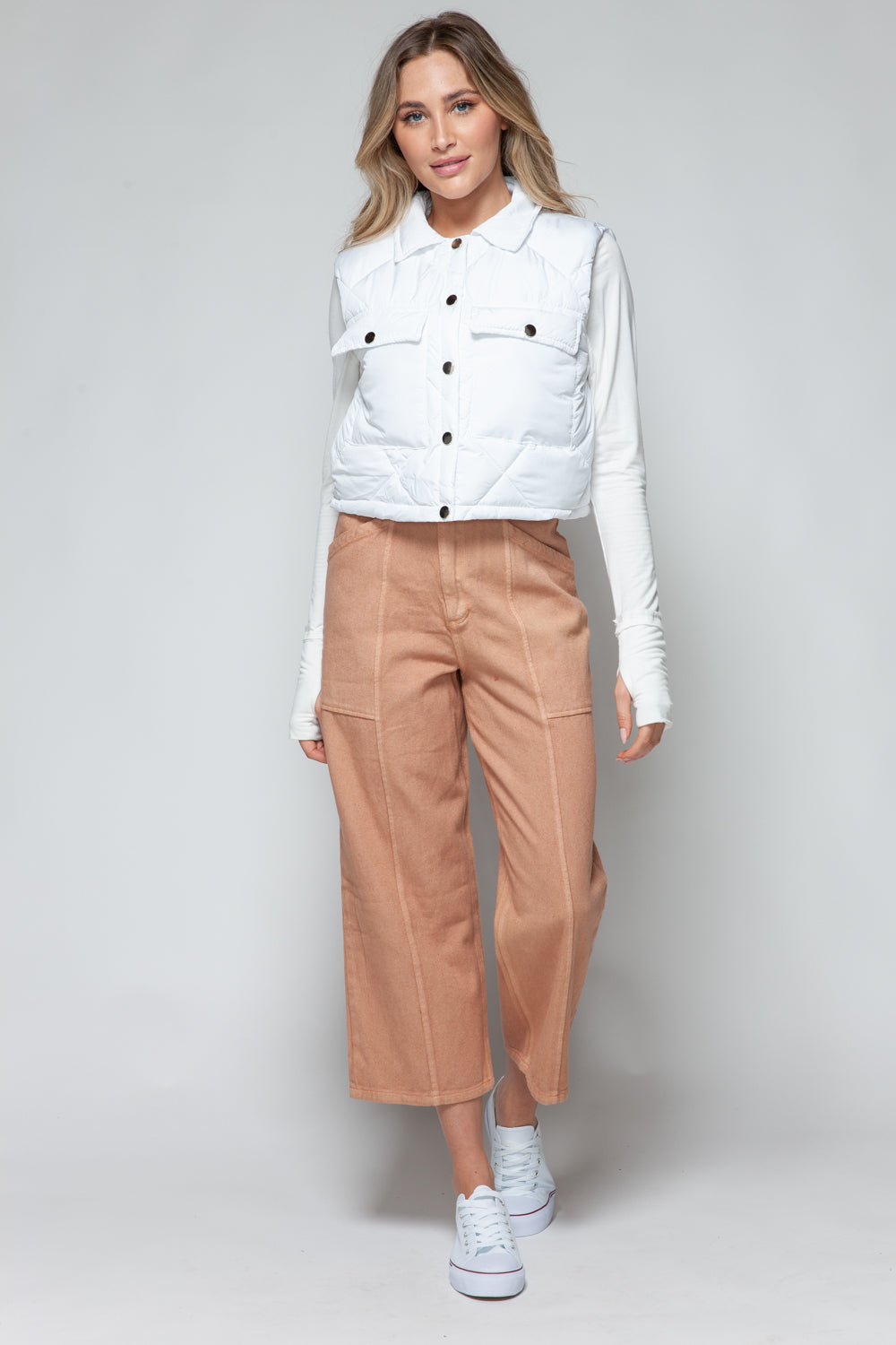 Stilla | Snap Down Quilted Crop Vest