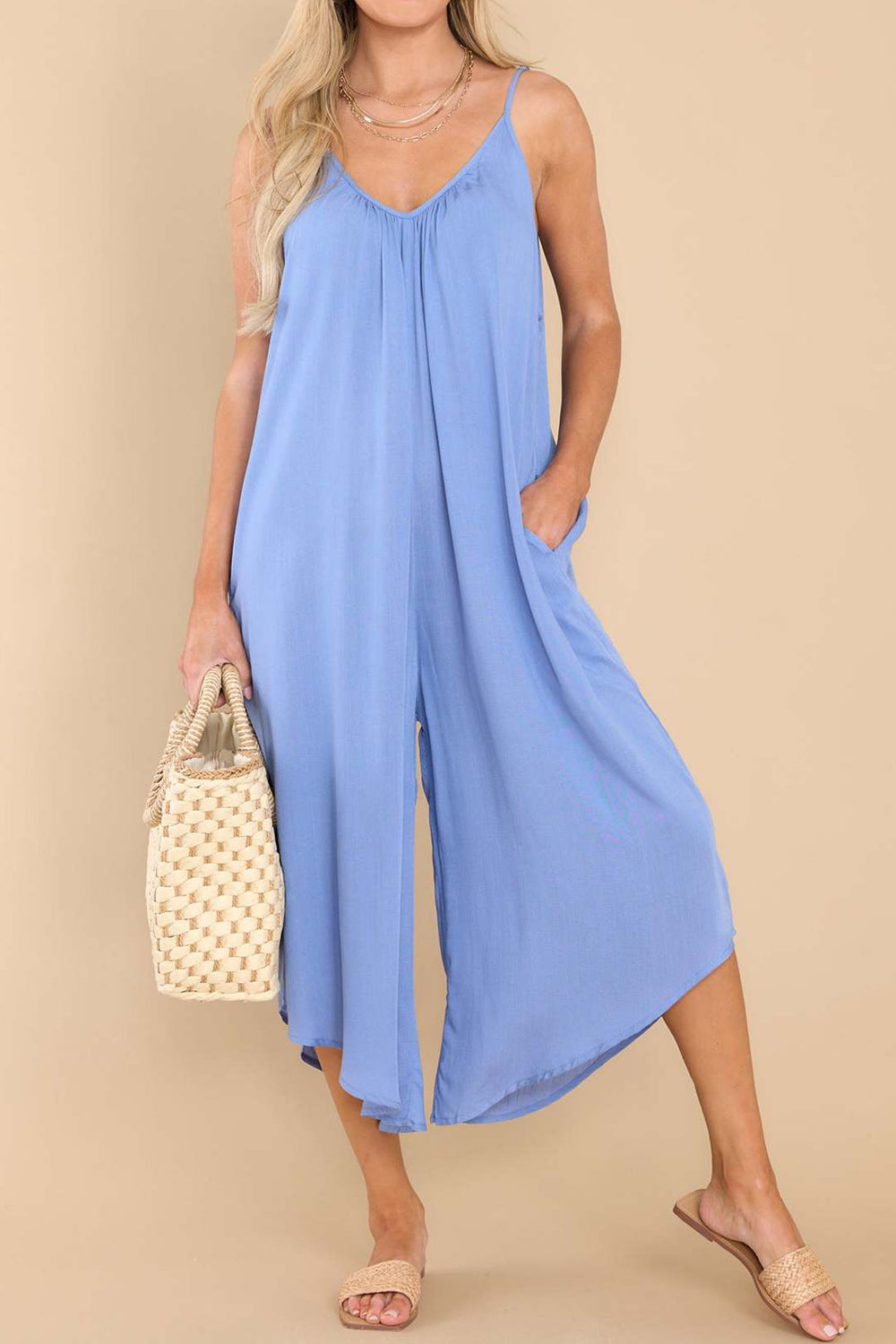 Stilla | Spaghetti Strop V-hals Jumpsuit