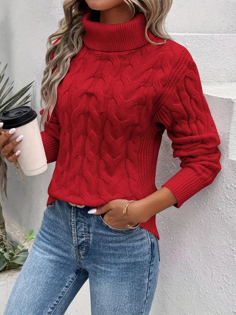 Stilla | Sweater med rullekrave i snoet strik