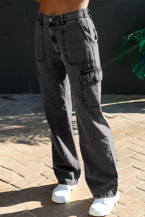Stilla | Distressed Lommer Denim Cargo Bukser