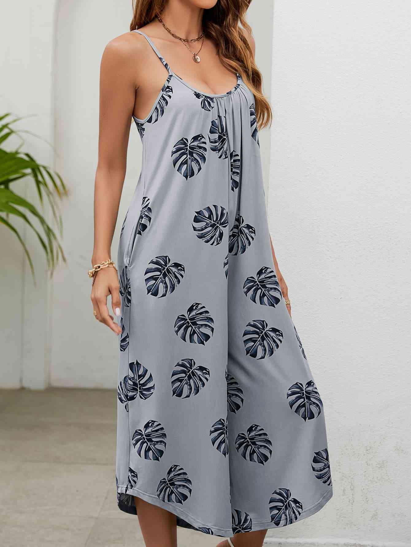Stilla | Print Spaghetti Stroppe Scoop Hals Jumpsuit