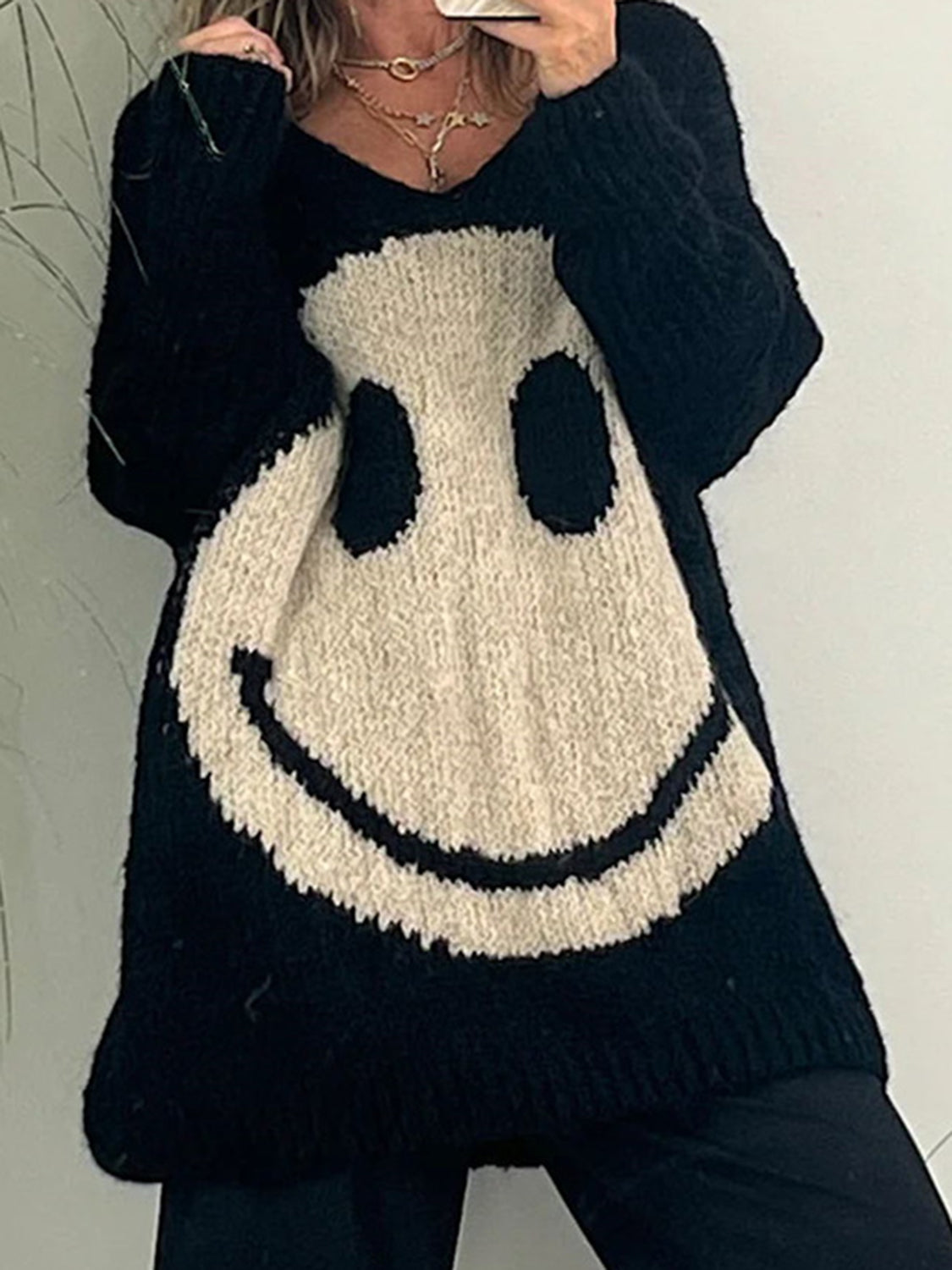 Stilla | Face V-Hals Lange Ærmer Sweater