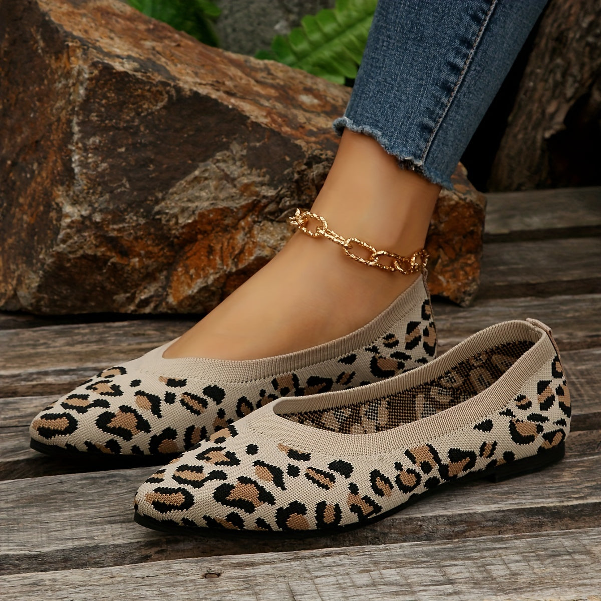 Stilla | Damer Leopard Ballerinas Punktskrid På Lys Ramin