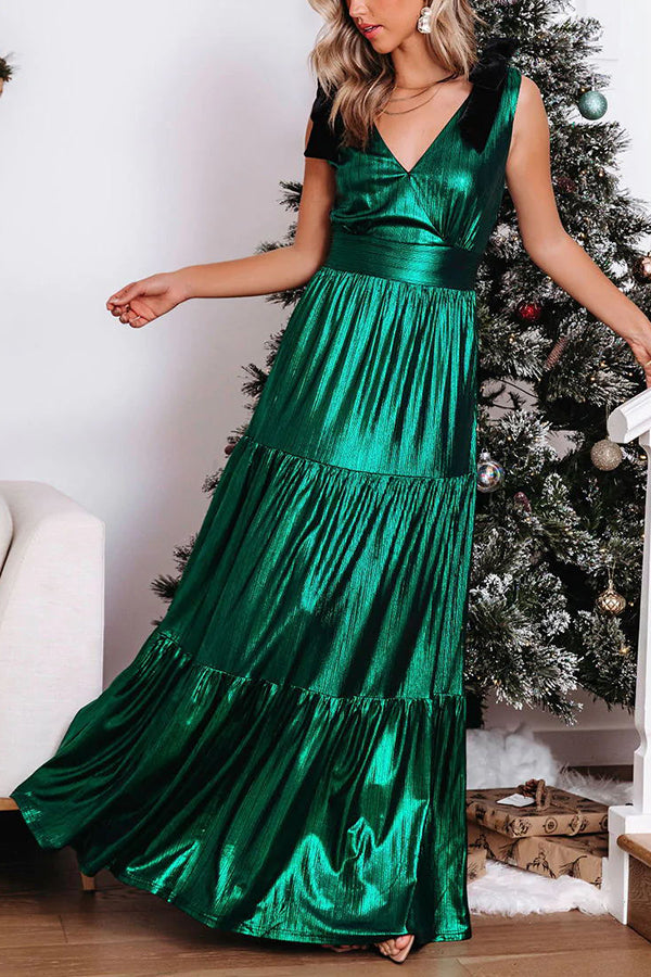 Stilla | Charming Days Velvet Skulderbånd Metalisk Maxi Kjole