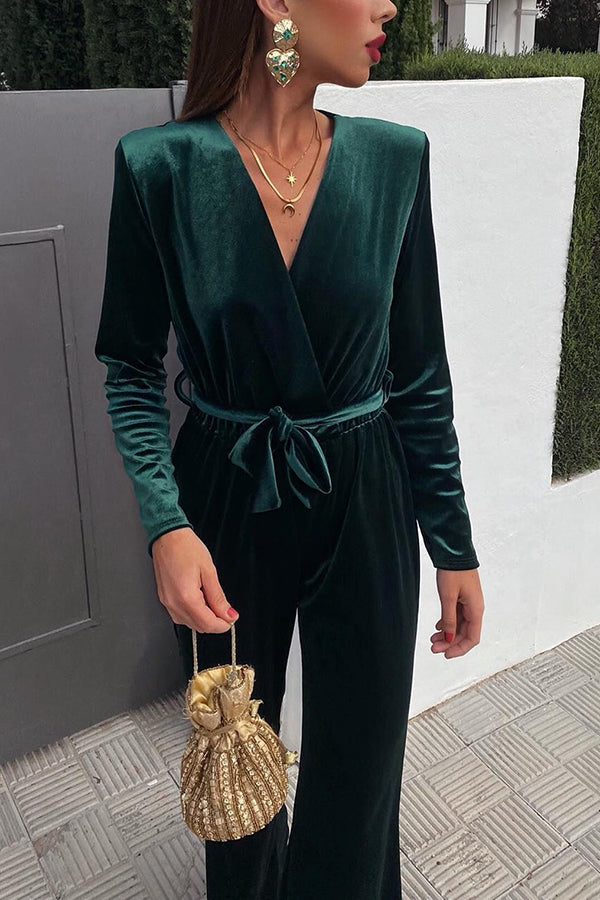 Stilla | Endless Cheer Bælte Velvet Bred Ben Jumpsuit