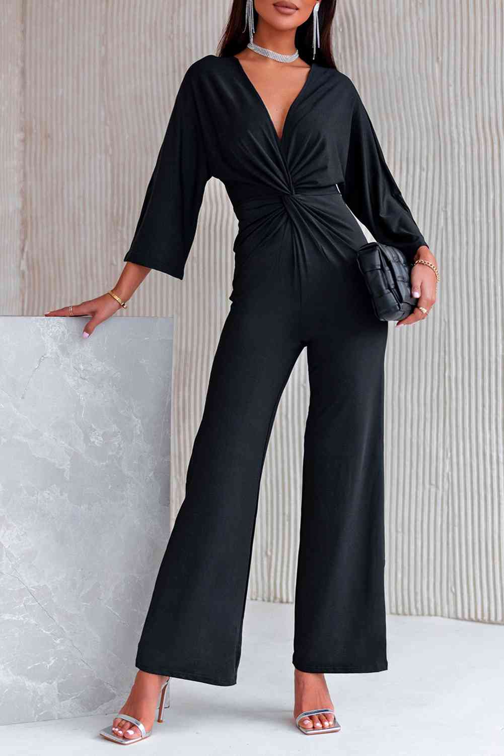 Stilla | Plunge Trekvart Ærme Jumpsuit