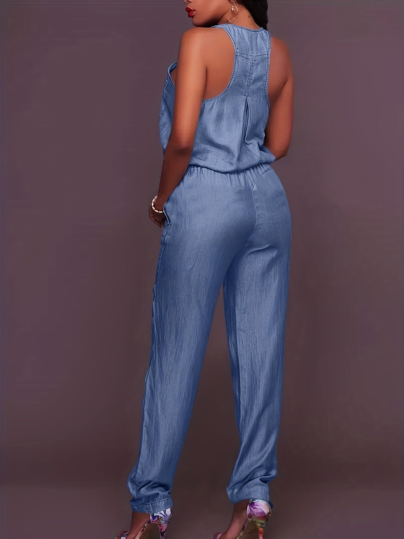 Stilla | Denim Jumpsuit Med Lynlås Foran Og Linning