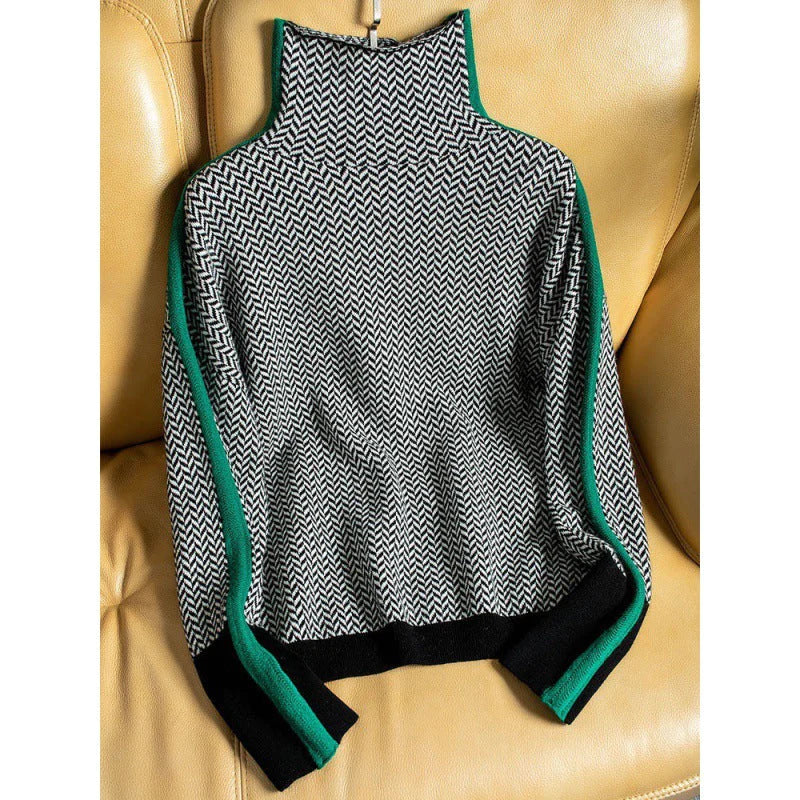 Stilla Geometrisk strikket rullekrave sweater