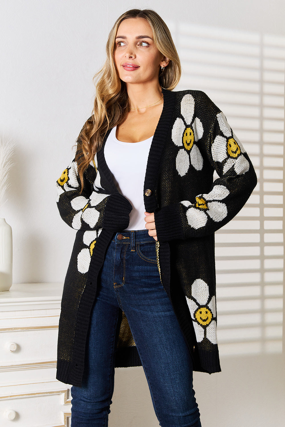 Stilla | Floral Knap Nedad Langline Cardigan