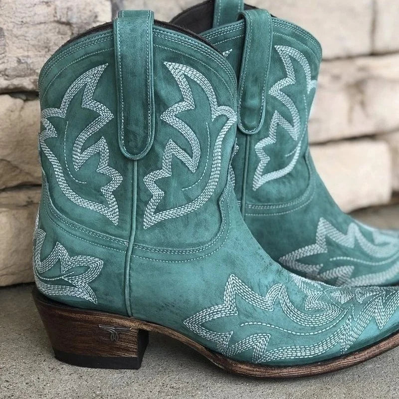 Stilla | Broderede Cowboystøvler i Læder