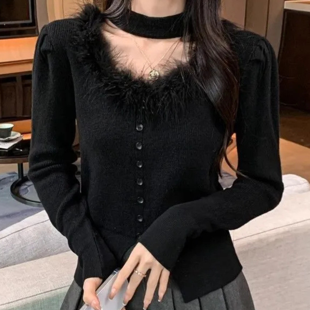 Stilla | Elegant Pelsstrik Sweater Til Kvinder