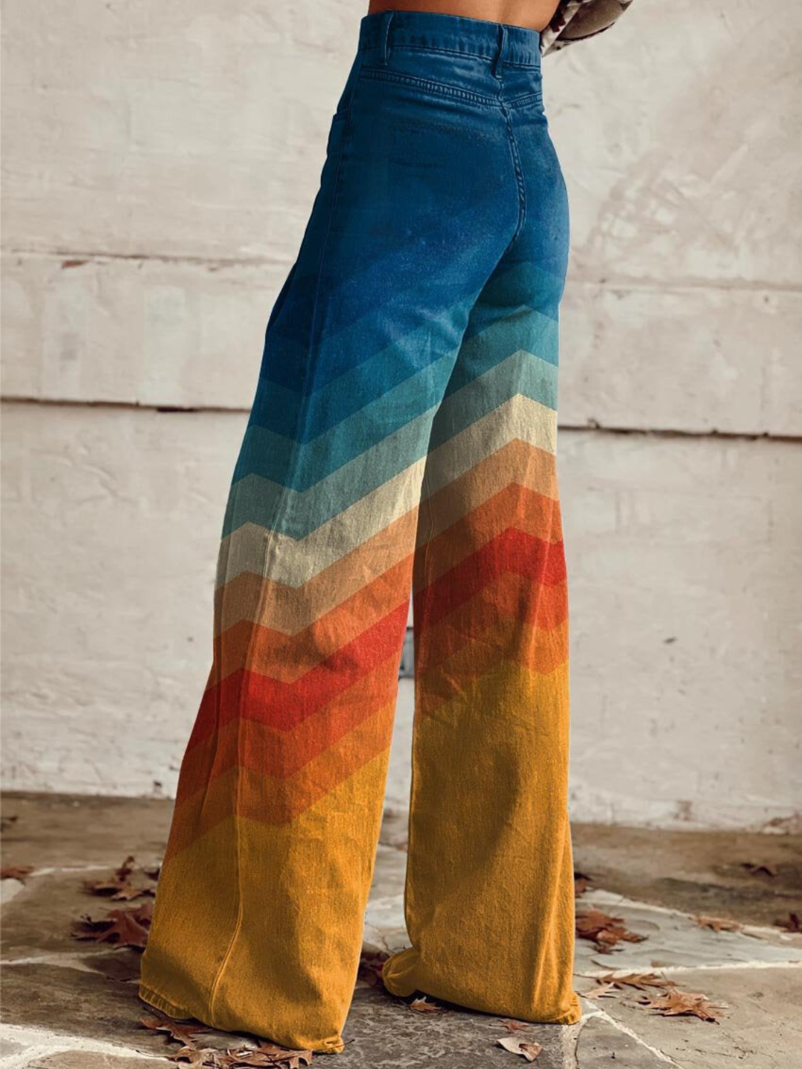 Stilla | Retro Chevron Kvinders Wide Leg Bukse