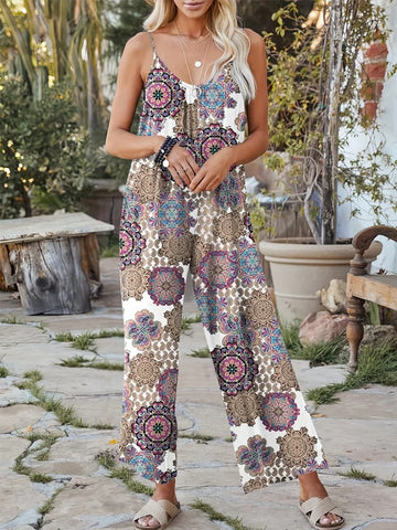 Stilla | Ærmeløs Trykt Jumpsuit