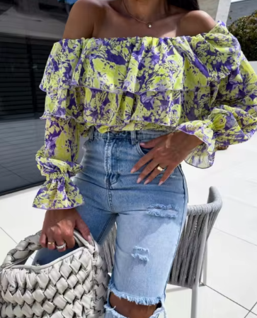 Stilla | Efterår Off Shoulder Lange ærmer Mode
