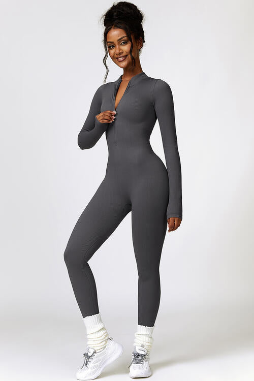 Stilla | Zip Langærmet Aktiv Jumpsuit
