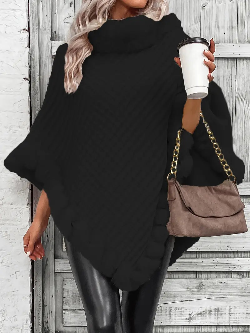 Stilla | Striktrøje Poncho-stil