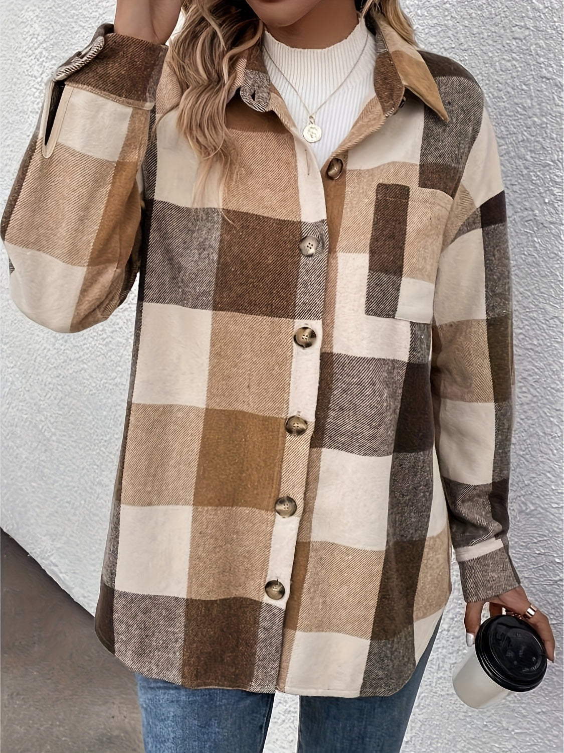 Stilla | Hem Plaid Krave Neck Shacket