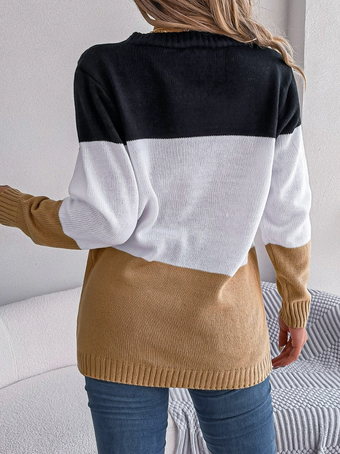 Stilla | Strikket Stribet Knappet Cardigan
