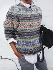 Stilla | Geometrisk Mønstret Sweater Vintage stil