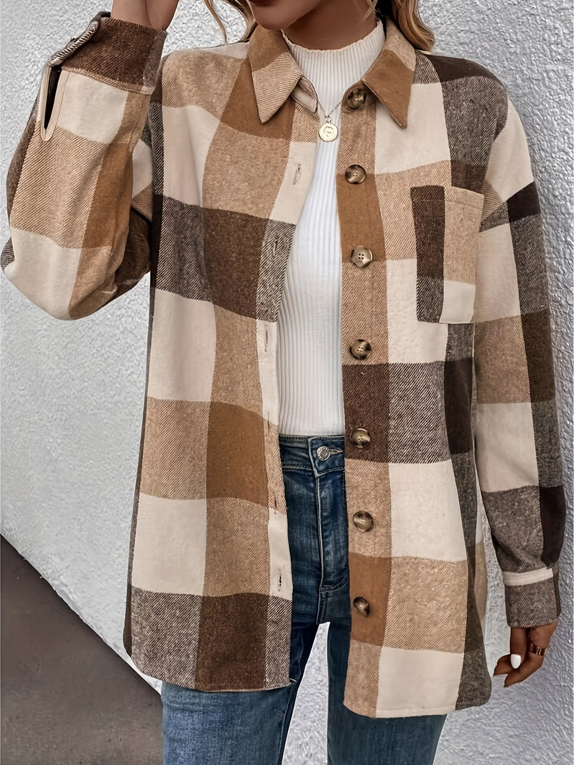 Stilla | Hem Plaid Krave Neck Shacket