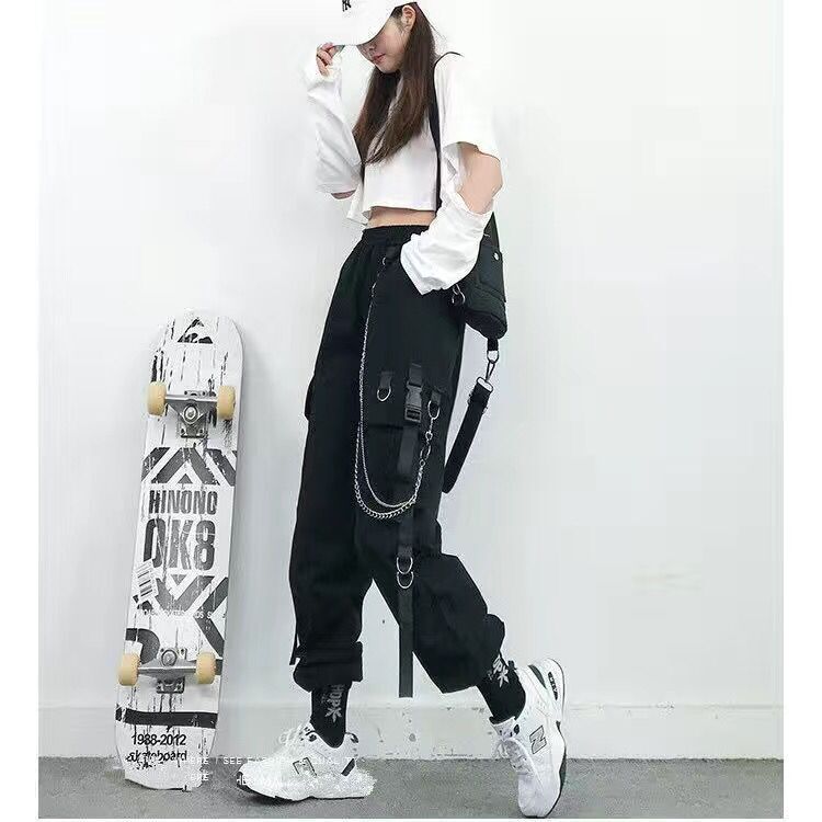Stilla | Kvinders Punk Harem Cargo Joggers med Lommer