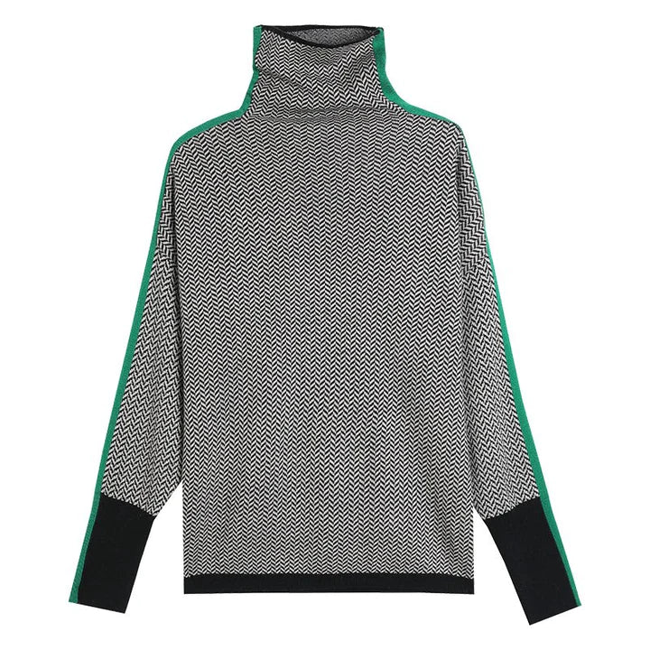 Stilla Geometrisk strikket rullekrave sweater