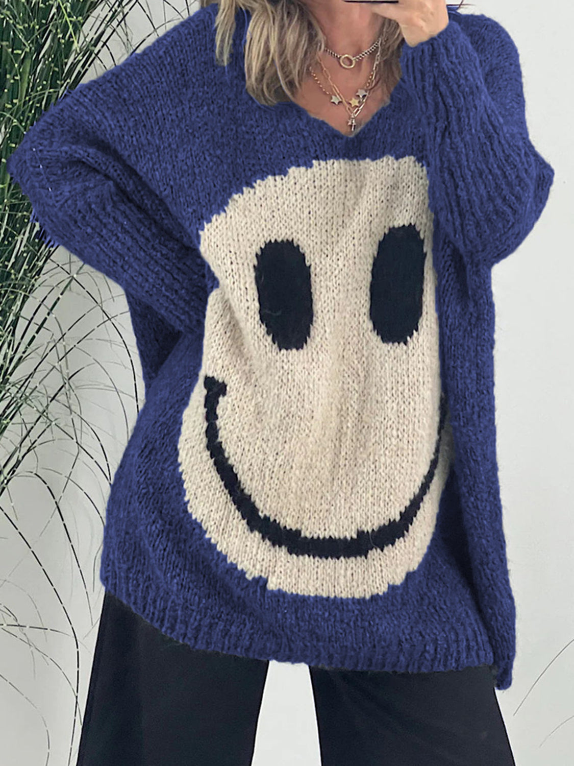 Stilla | Face V-Hals Lange Ærmer Sweater