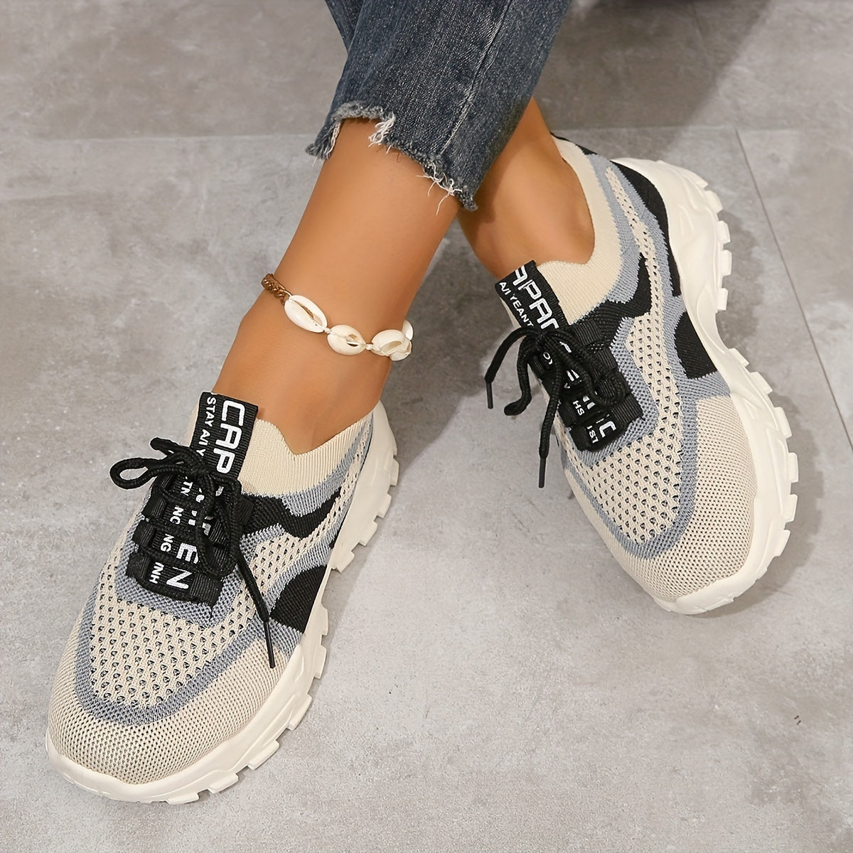 Stilla | Mesh Sneakers Med Snørebånd Detaljer