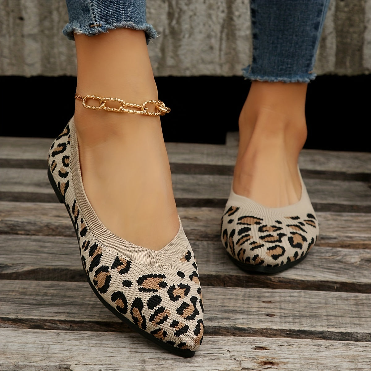 Stilla | Damer Leopard Ballerinas Punktskrid På Lys Ramin