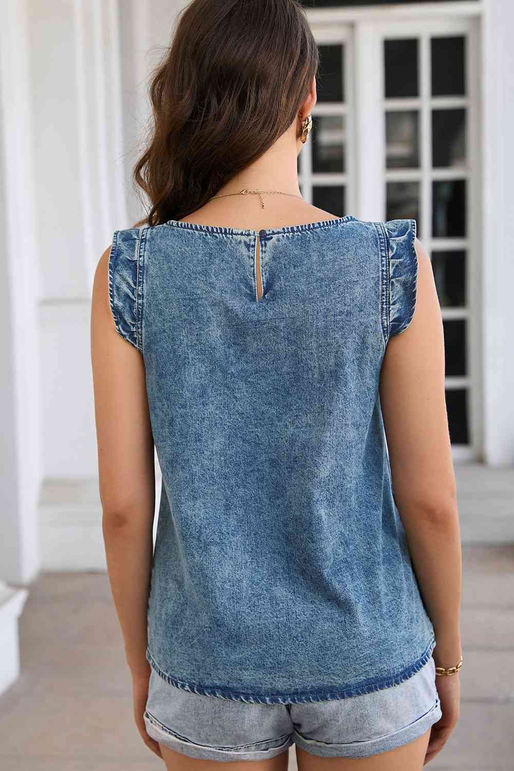 Stilla | Vask Rund Hals Denim Tank